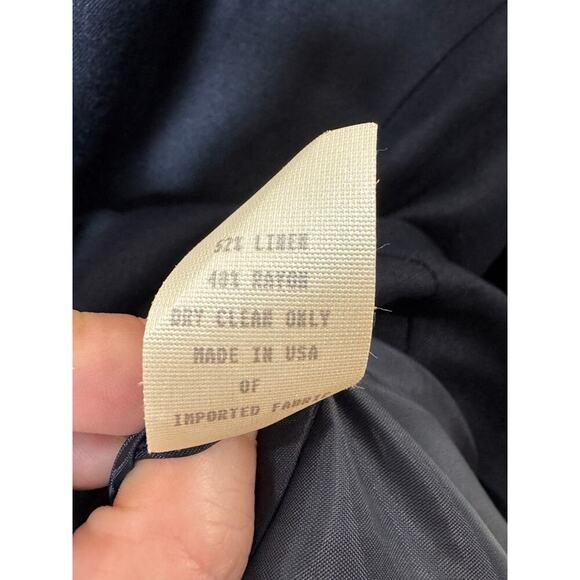 VTG Brooks Brothers Linen Short Dress Tailored Academia 80s 90s Business Navy 14 - Picture 5 of 7